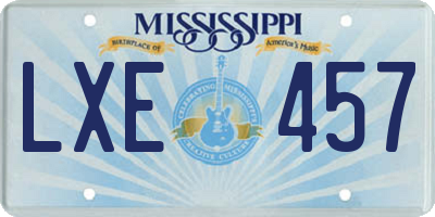 MS license plate LXE457