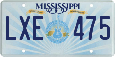 MS license plate LXE475