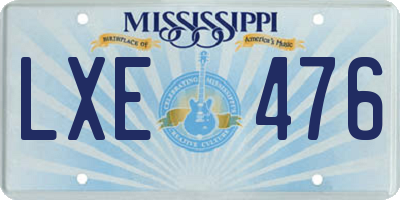 MS license plate LXE476