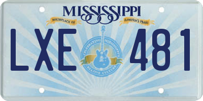 MS license plate LXE481