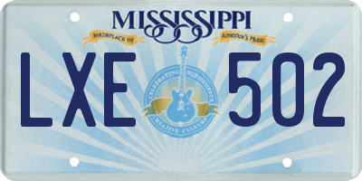 MS license plate LXE502