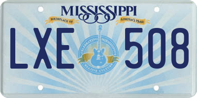 MS license plate LXE508