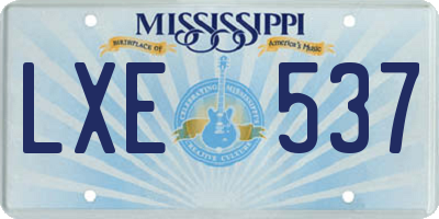 MS license plate LXE537