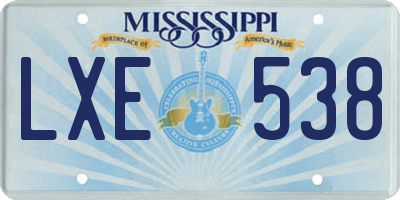 MS license plate LXE538