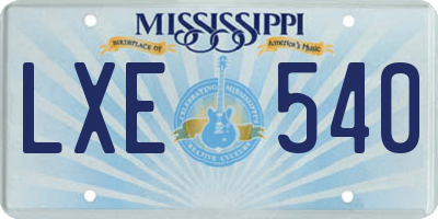 MS license plate LXE540