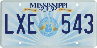 MS license plate LXE543