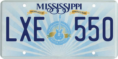MS license plate LXE550