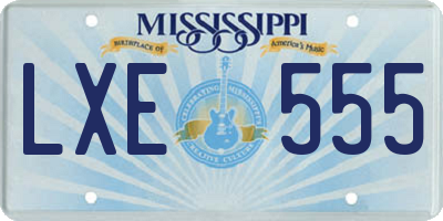 MS license plate LXE555