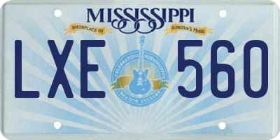 MS license plate LXE560