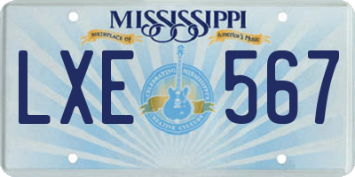 MS license plate LXE567