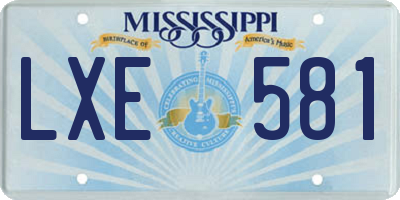 MS license plate LXE581