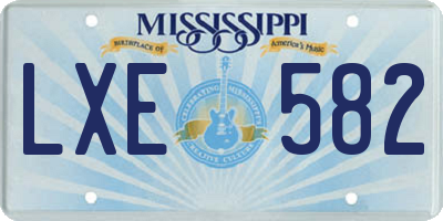 MS license plate LXE582