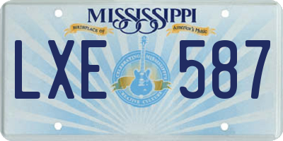 MS license plate LXE587
