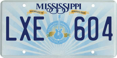 MS license plate LXE604