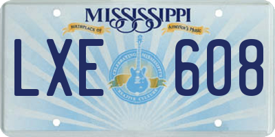 MS license plate LXE608