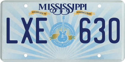 MS license plate LXE630