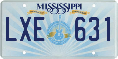 MS license plate LXE631