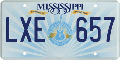 MS license plate LXE657