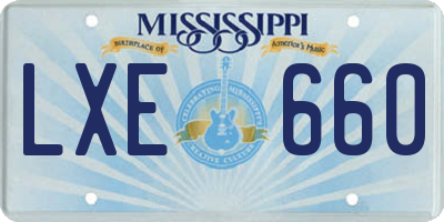 MS license plate LXE660