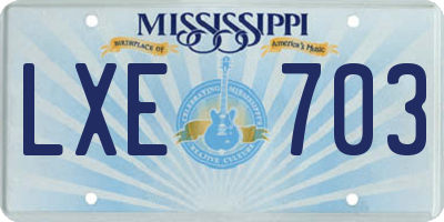 MS license plate LXE703