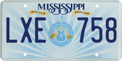 MS license plate LXE758