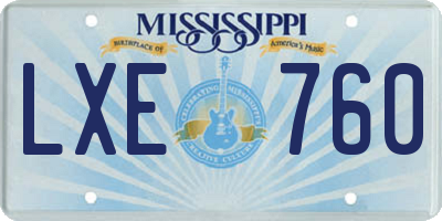 MS license plate LXE760