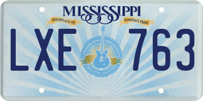 MS license plate LXE763
