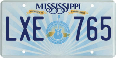 MS license plate LXE765