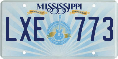 MS license plate LXE773