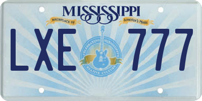 MS license plate LXE777