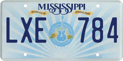MS license plate LXE784