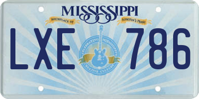 MS license plate LXE786