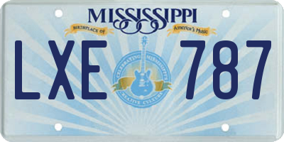 MS license plate LXE787