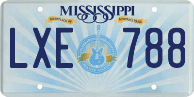 MS license plate LXE788