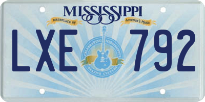 MS license plate LXE792