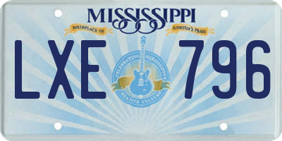 MS license plate LXE796