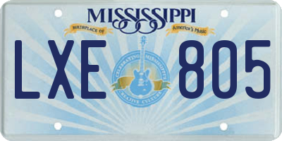 MS license plate LXE805