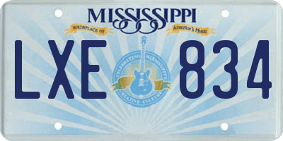 MS license plate LXE834