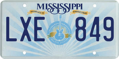MS license plate LXE849