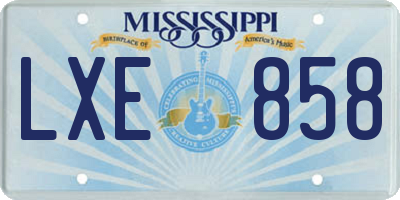MS license plate LXE858