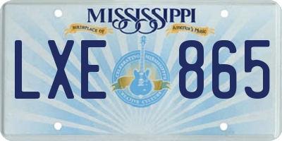 MS license plate LXE865