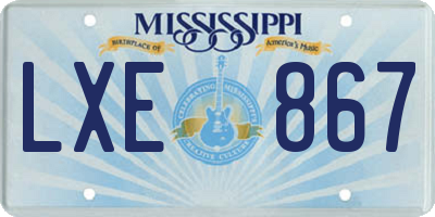 MS license plate LXE867