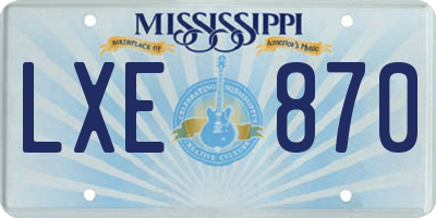 MS license plate LXE870