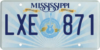 MS license plate LXE871