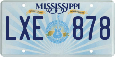 MS license plate LXE878