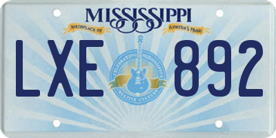 MS license plate LXE892