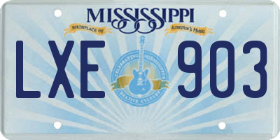MS license plate LXE903