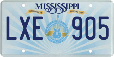 MS license plate LXE905