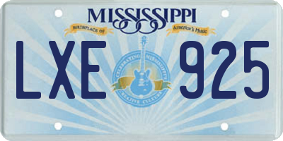 MS license plate LXE925
