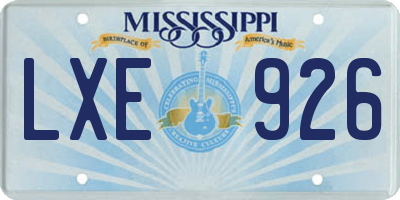 MS license plate LXE926